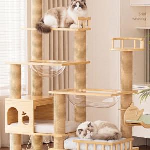 キャットタワー 木製 爪とぎ 猫 据え置き 室...の詳細画像3