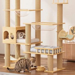 キャットタワー 木製 爪とぎ 猫 据え置き 室...の詳細画像4