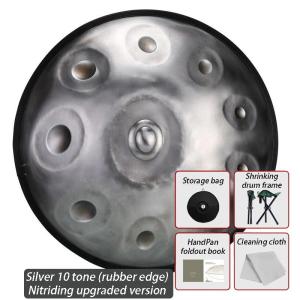 ハンドパン 10音階 ステンレス鋼製 手作り 音楽楽器 打楽器 ドラムパッド 55cm Silver 10 Tone