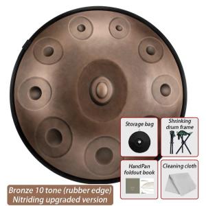 ハンドパン 10音階 ステンレス鋼製 手作り 音楽楽器 打楽器 ドラムパッド 55cm Bronze 10 Tone