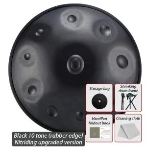 ハンドパン 10音階 ステンレス鋼製 手作り 音楽楽器 打楽器 ドラムパッド 55cm Black 10 Tone