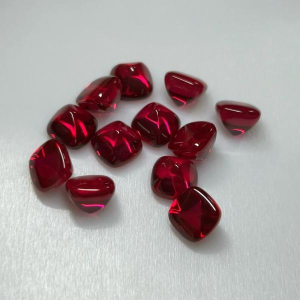 ルビー キャボション 紅色 キュービックジルコニア 〜 フラット底 ジュエリー用 red ruby ...
