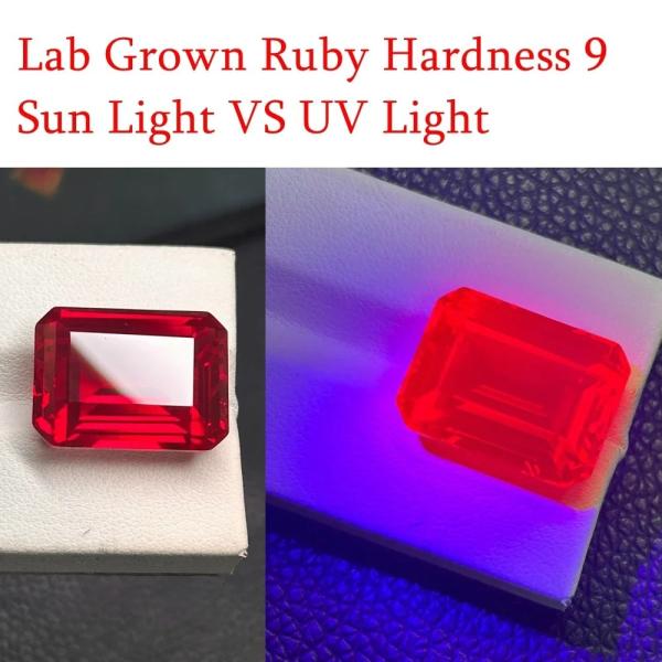 サファイア エメラルドカット ビーズ 〜 空色系 Pigeon Blood Ruby / 7x9mm...