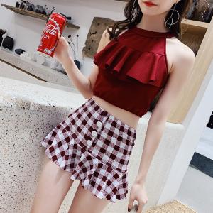 水着 レディース水着 体型カバー ママ オトナ女子 露出控えめ 黒 紅 セクシー キャミソール ファッション 夏 韓国 海水浴 プール 温泉 小胸にもぴったり