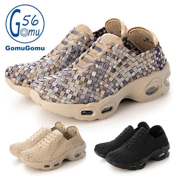 Gomu56 ゴムゴム レディース スニーカー 厚底 スリッポン 靴 シューズ メッシュ ストレッチ...