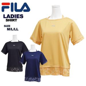 フィラ fila レディース テニスウェア 総柄 フェイク半袖 Tシャツ FL6842｜yf-ing