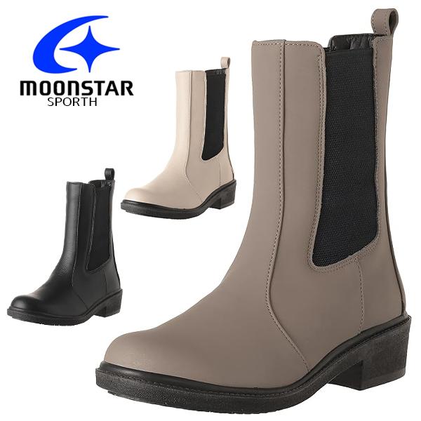 ムーンスター スポルス レディース 冬靴 サイドゴア滑りにくい スノーシューズ  国産 3E 衝撃吸...