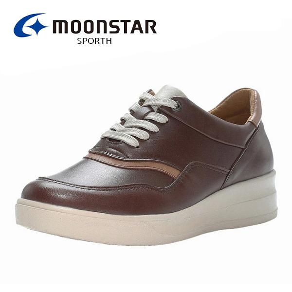 ムーンスター スポルス レディース スニーカー  外反母趾 コンフォートシューズ 本革 革靴 4E ...