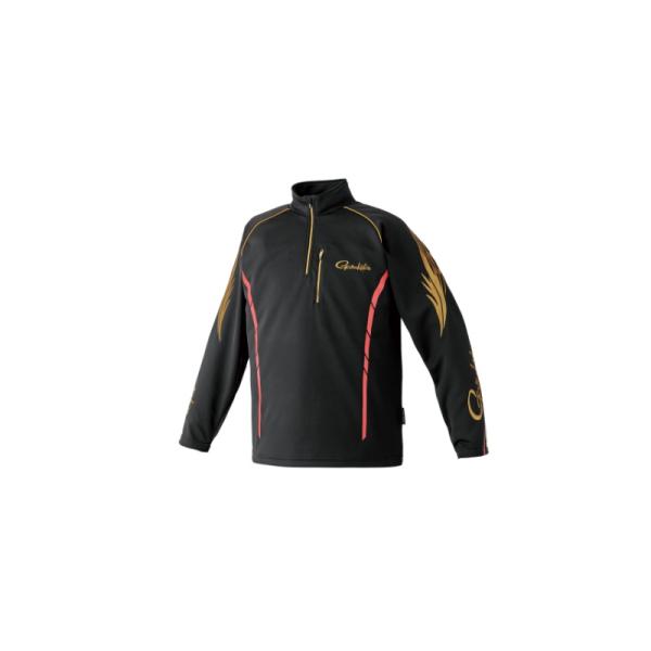 がまかつ　GM3766 2WAYウォームジップシャツ ブラック/レッド M