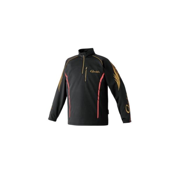 がまかつ　GM3766 2WAYウォームジップシャツ ブラック/レッド LL