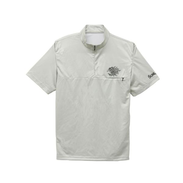 サンライン　SUW-04216CW 獅子ジップシャツ(半袖) 3L ライトグレー　【夏物衣料大処分】