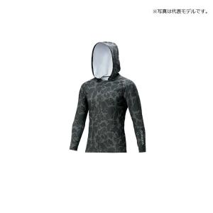 シマノ　IN-062Q SUN PROTECTION ロングスリーブフーディシャツ ブラックダックカモ S / シャツ アンダーウェア 吸水速乾 UVカット フード付き｜yfto2