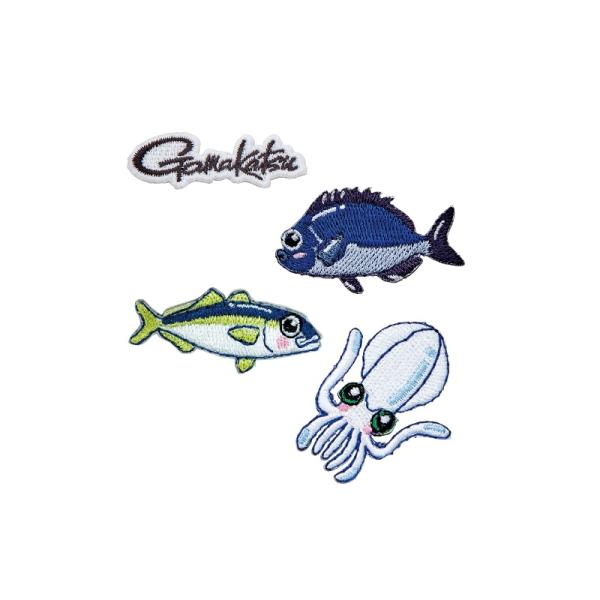 がまかつ　GM2567 刺繍シール #2 ロゴ+魚(ブリ・グレ・イカ)