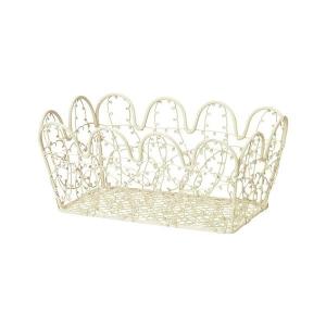 ⭐️ ホワイト(幅26×奥行18×高さ10cm スタッキングワイヤーバスケット 小物入れ アイボリー ホワイト ミルキィ 30個 ４種 ワイヤーバスケット 小物入れ