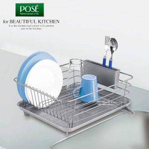 水切りかご Nポゼ 縦横兼用ダブルコート 水切り ワイド シルバー ｜ ディッシュドレイナー 水切りラック 食器カゴ 水切り 食器置き シンク