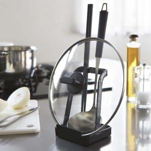 山崎実業 お玉 鍋蓋 スタンド tower タワー おたま＆鍋ふた スタンド ブラック 2249 ｜ ホルダー お玉立て お玉置き ふた置き