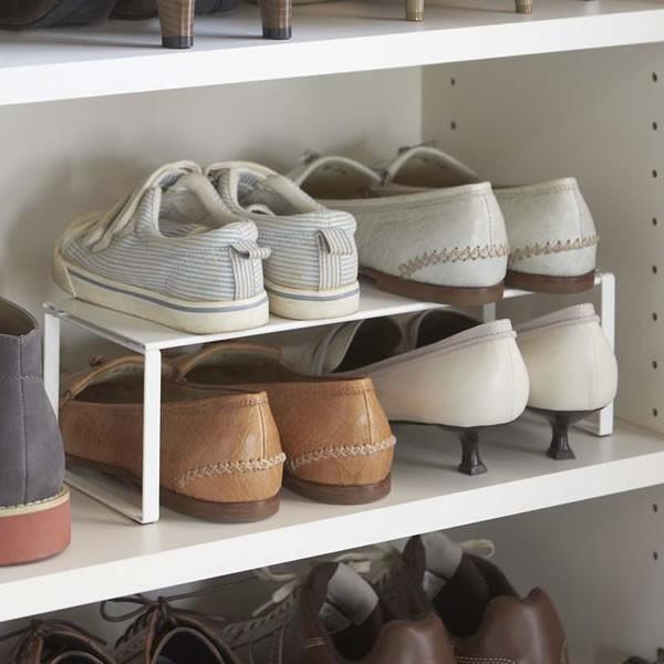 山崎実業 靴 収納 frame フレーム 下駄箱中 伸縮シューズラック ホワイト 2572 ｜ 省ス...