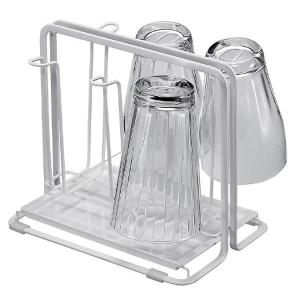 カップスタンド　グラススタンド 楽天市場】グラススタンド グラススタンド4個掛け トレー付 ホワイト