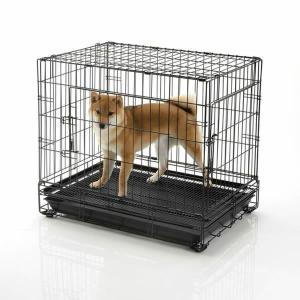 リッチェル 犬用ケージ プロフェッショナルペットケージ L ブラック ｜ 業務用 イヌ ネコ 積み重ね 折り畳み さびにくい 2面ドア ペット用｜びーんず生活雑貨デポ