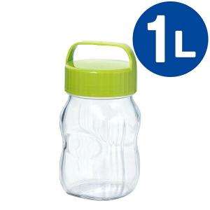 ガラス容器 漬け上手 フルーツシロップびん 1L オリーブグリーン ｜ 保存容器 保存瓶 キャニスター シロップ 果実酒 梅干し 梅酒 らっきょう
