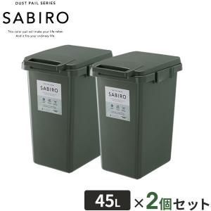 ゴミ箱 サビロ 連結ワンハンドペール 45L グリーン 2個セット ｜ ごみ箱 おしゃれ ふた付き フタ付き 分別 ペール ダストボックス 屋外｜yh-beans