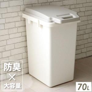 ゴミ箱 ワンハンドパッキンペール 70L ベージュ ｜ 大容量 分別 ごみ箱 オムツ 防臭 臭い 防止 屋外 室内 ダストボックス 大型