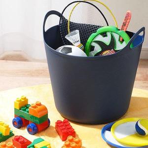 収納バスケット アルゴ L 26L ネイビー ｜ 洗濯カゴ ごみ箱 おもちゃ入れ ソフト バケツ 入れ物 収納カゴ かご プラスチック かわいい｜びーんず生活雑貨デポ