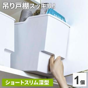キッチン収納 吊り戸棚ボックス ショート スリム深型 ホワイト F2667 ｜ ケース ストッカー ボックス 取っ手付き 持ち手付き 吊戸棚 深い