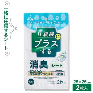 圧縮袋にプラスする 消臭シート 25×25cm 2枚入 RS-1001 ｜ 圧縮袋用 消臭 収納 保存 季節物 強力消臭 体臭 ペット臭 活性炭