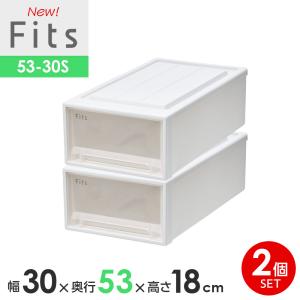 収納ケース Fits フィッツケースクローゼット 幅30×奥行53×高さ18cm ホワイトクリア 2個セット 53-30S ｜ プラスチック 引き出し
