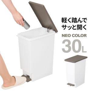 ゴミ箱 日本製 分別 スリムペダル ネオカラー 30L ブラウン ｜ ダストボックス フタ付き ごみ箱 足踏み キッチンペール 30リットル 蓋付