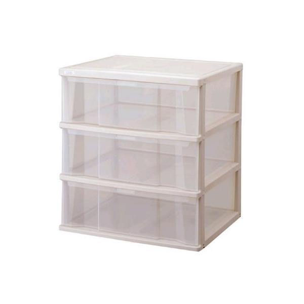 収納ケース コスパ クローゼットケース（ワイド）深3段 カプチーノ ｜ 衣装ケース 引き出し プラス...