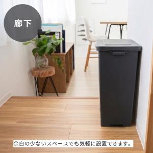 横長ワイドな薄型 ペダル式ゴミ箱 45L オー...の詳細画像4