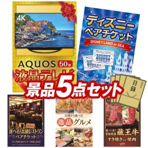 ビンゴ 景品セット 5点 結婚式二次会 ゴルフコンペ イベント パーティーにも最適！目玉はAQUOS 4K 50インチテレビ！忘年会の景品に！