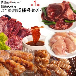 肉 焼き肉 計1kg お手軽 焼肉 5種盛りセット (ハラミ テッチャン ミスジ 豚トロ 鶏カルビ) バーベキュー BBQ 牛肉  北海道・沖縄配送は別途送料追加｜yhjonetsu