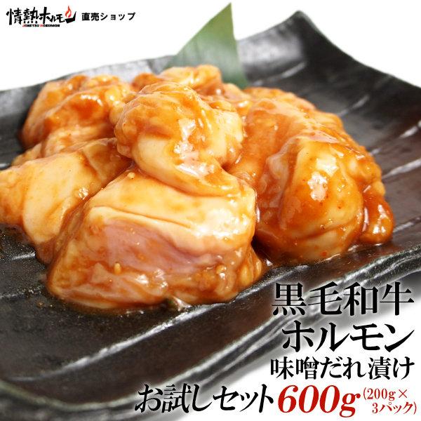 焼肉 BBQ  肉 牛肉 黒毛和牛 ホルモン 味噌だれ漬け お試し セット 600g BBQ ホルモ...