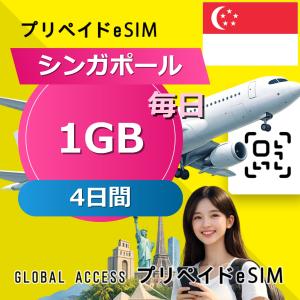 データ通信 eSIM シンガポール eSIM 1GB 毎日 4日間 プリペイド esim データ専用 SingTel