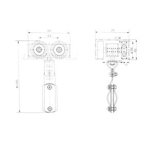 C鋼 ケーブルハンガー 4輪鉄製車輪 Cレール...の詳細画像1