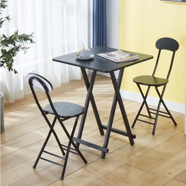 折りたたみテーブル&amp;チェアセット ダイニングテーブル 約60×60×74cm 折りたたみチェア パイ...
