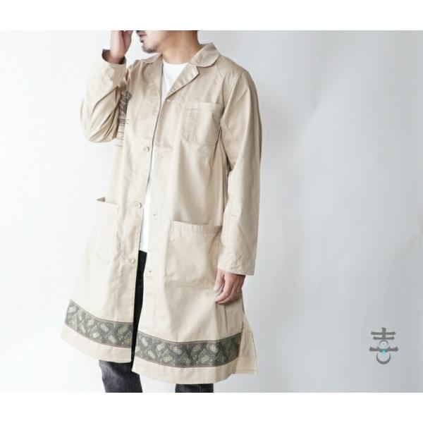 喜人12811be　畳タタミのロングコート ベージュ Tatami long coat