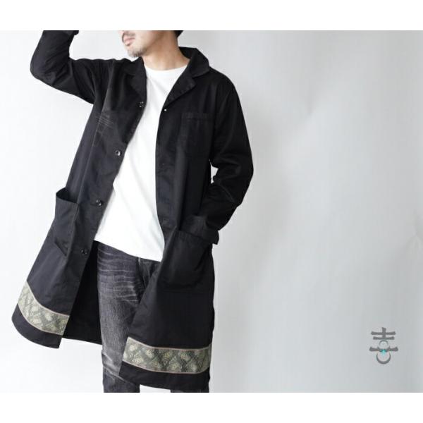 喜人12811bl　畳タタミのロングコート ブラック Tatami long coat
