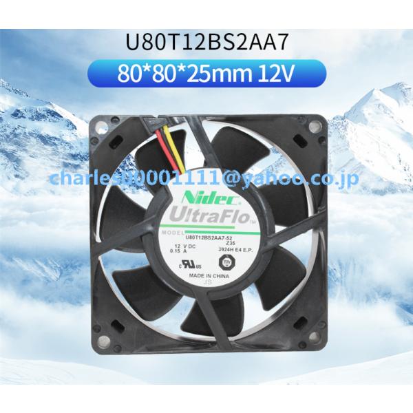 新品 U80T12BS2AA7 Nidec 8025 12V 0.15A 8cm ファン 80*80...