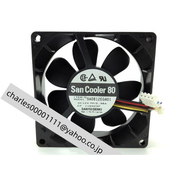 新品 Sanyo 8cm 8025 12V0.38A 4線 PWM 9A0812EG403 冷却ファ...