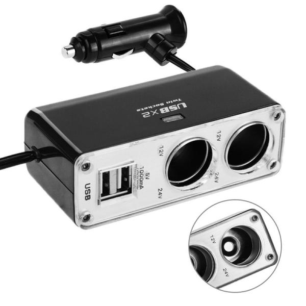 送料無料 便利グッズ 車 シガーソケット チャージ 2連 分配器 変換器 アダプター USB 2連 ...
