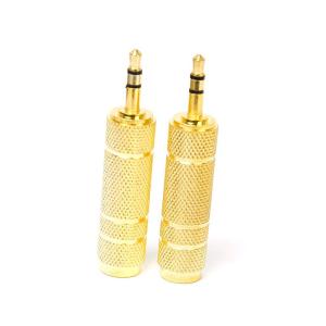 送料無料 2個セット オーディオプラグ 変換アダプター 変換プラグ ステレオ標準プラグ 6.35mm から 3.5mm ミニプラグへ