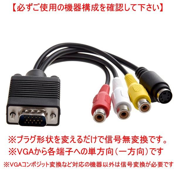 送料無料 変換ケーブル VGAケーブル VGA オス から S端子 + 3RCA メス（ストレート）...