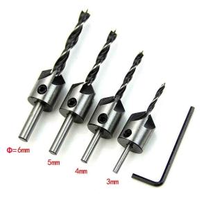 ドリルビット ねじ穴 面取り DIY工具 木工用 3-6mm 4セット