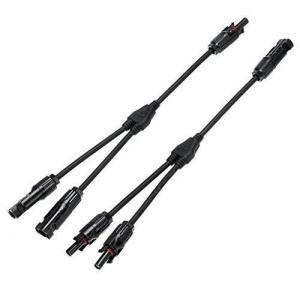 コネクター分岐ソーラーパネル用Y字型並列用MC4用ソーラーパネルコネクター耐老化性UV耐久防水防塵（オス/メス）黒