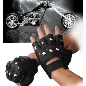 スタッズフィンガーグローブ PUレザー手袋 ロックファッション ビョウ