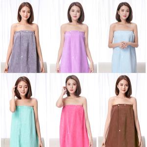 送料無料 バスタオル無地 ラップタオル 大人用 バスタオル ゴム チューブトップ 巻きタオル バスローブ ボタン付 9カラー